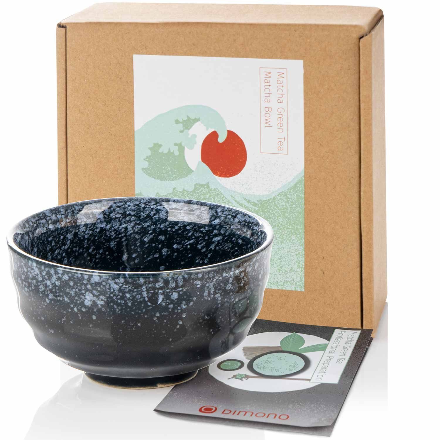 Dimono Teeglas Original Matcha Tee-Set Teezubereitung mit Chasen Matchebesen, Japanische Tee-Schale Matchaschale aus gebranntem Ton