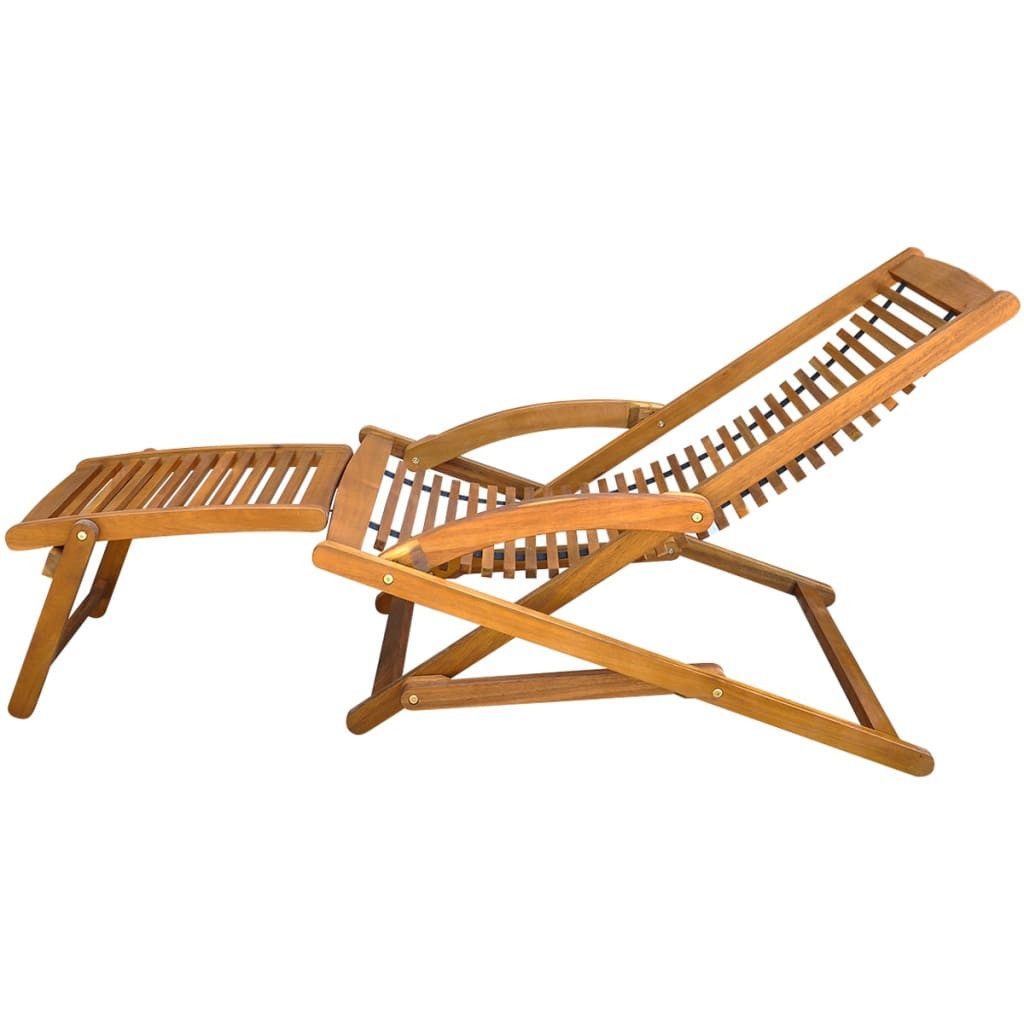 vidaXL Gartenlounge-Sessel Liegestuhl mit Fußablage Akazie Massivholz Gartenliege Sonnenliege Hol