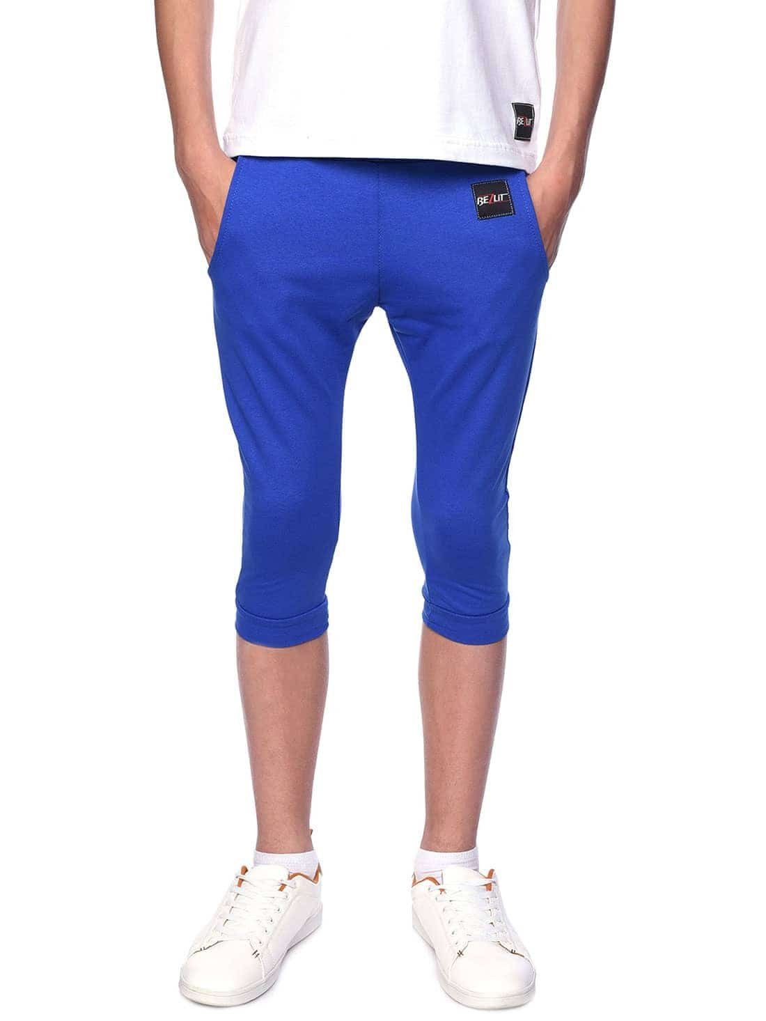 Jungen Bund Capri Stoff elastischem Strandshorts (1-tlg) Kinder BEZLIT Shorts mit Blau