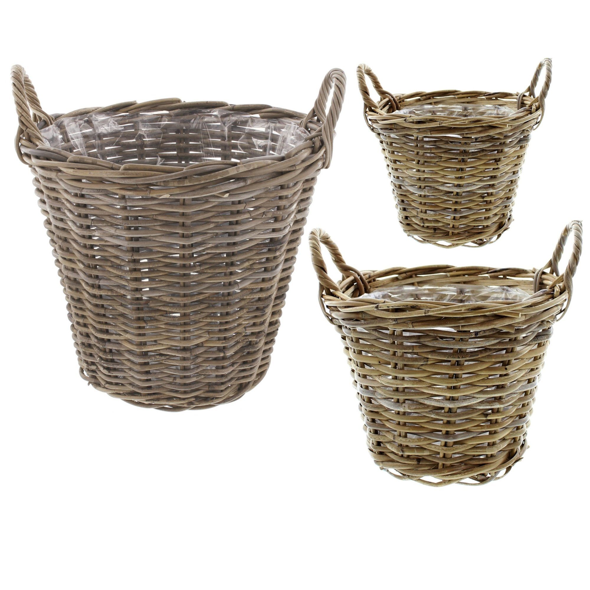Pflanzkübel 3er Pflanzkorb Set Rattan Weidenkorb Blumenkorb Dekokorb