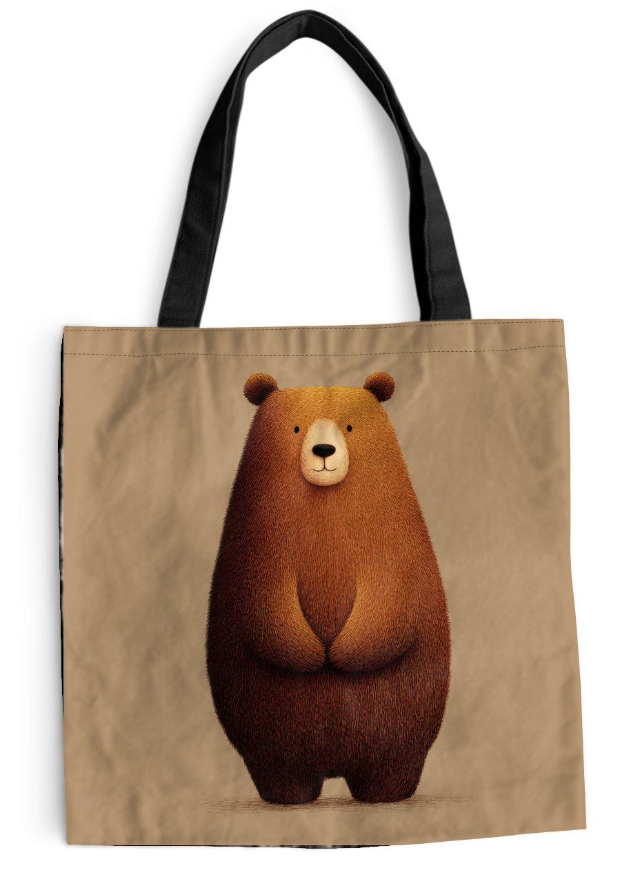 MuchoWow Shopper Bär - Minimalistisch - Braun, Handtasche, Damen und Herren, Schultertasche, Umhängetasche, Tote Bag
