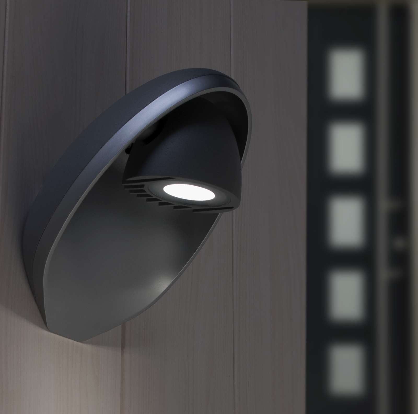 LUTEC Außen-Wandleuchte Lutec Eggo Wandlampe Aussenlampe Aussenleuchte Anthrazit LED 6160 Gr