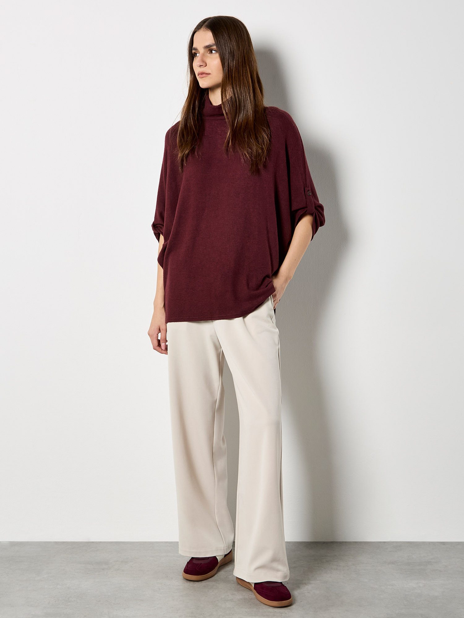 Apricot Fledermauspullover Oversized-Pullover mit Krempelärmeln günstig online kaufen