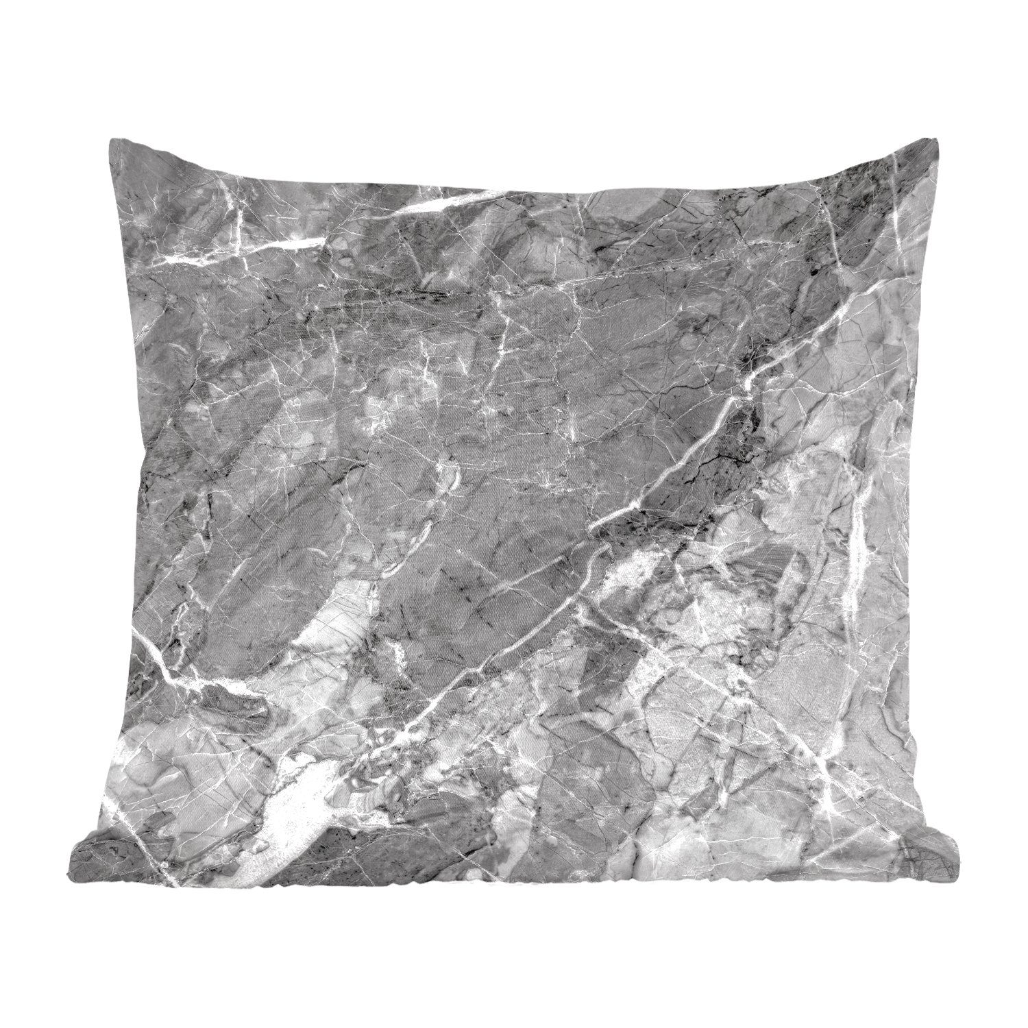 MuchoWow Dekokissen Kristalle - Grau - Schwarz - Granit, Zierkissen mit Füllung für Wohzimmer, Schlafzimmer, Deko, Sofakissen