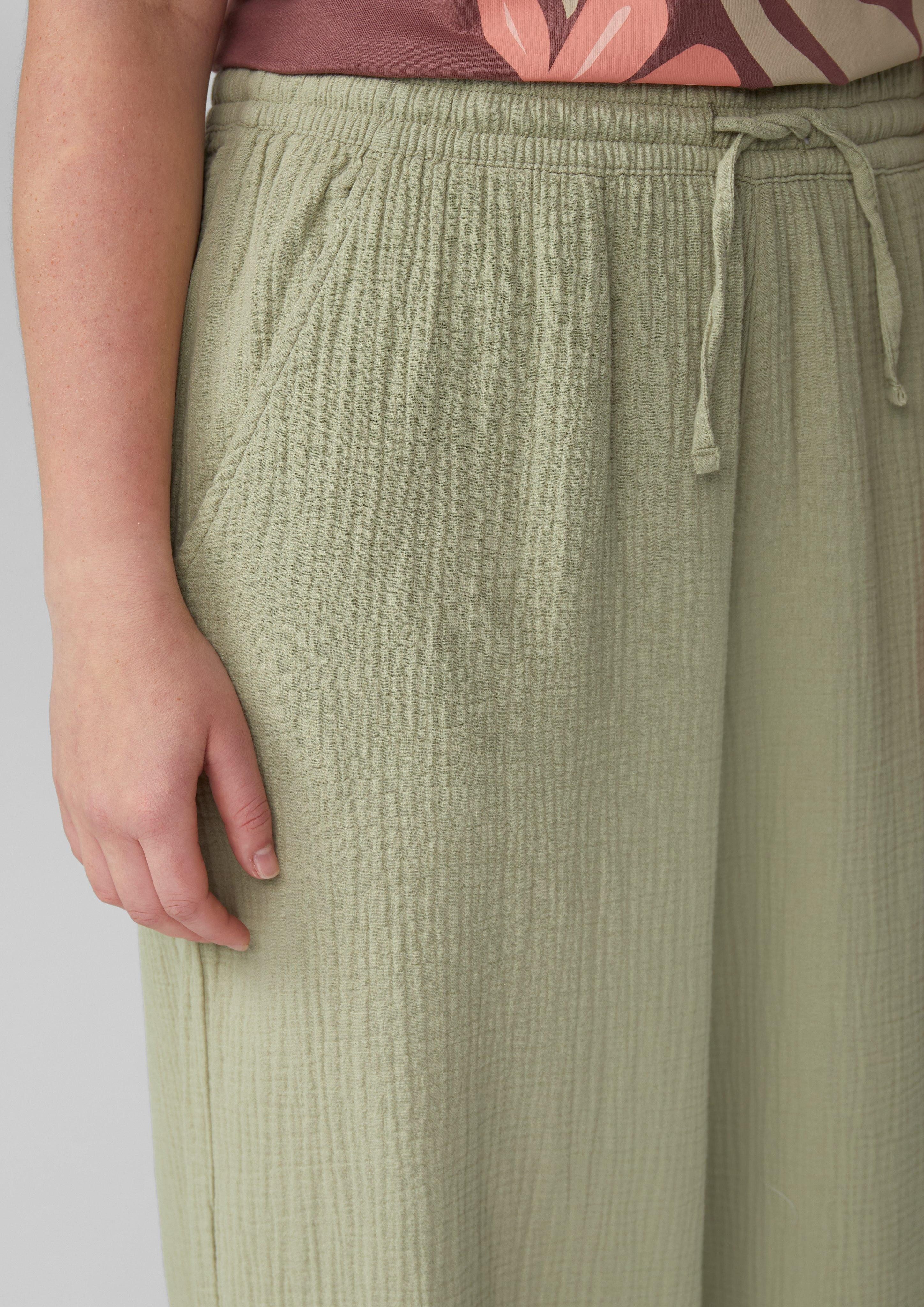 QS Stoffhose Musselin-Hose mit weitem Bein günstig online kaufen