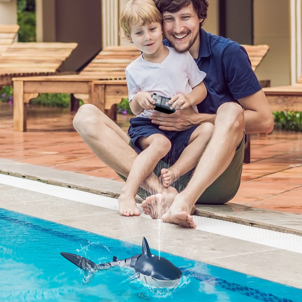 TEMI Spielzeug-Boot RC-Boot Ferngesteuertes Boot Haispielzeug, (Set, 1), Mit Wssser waschen und mit einem sauberen Tuch trochnen