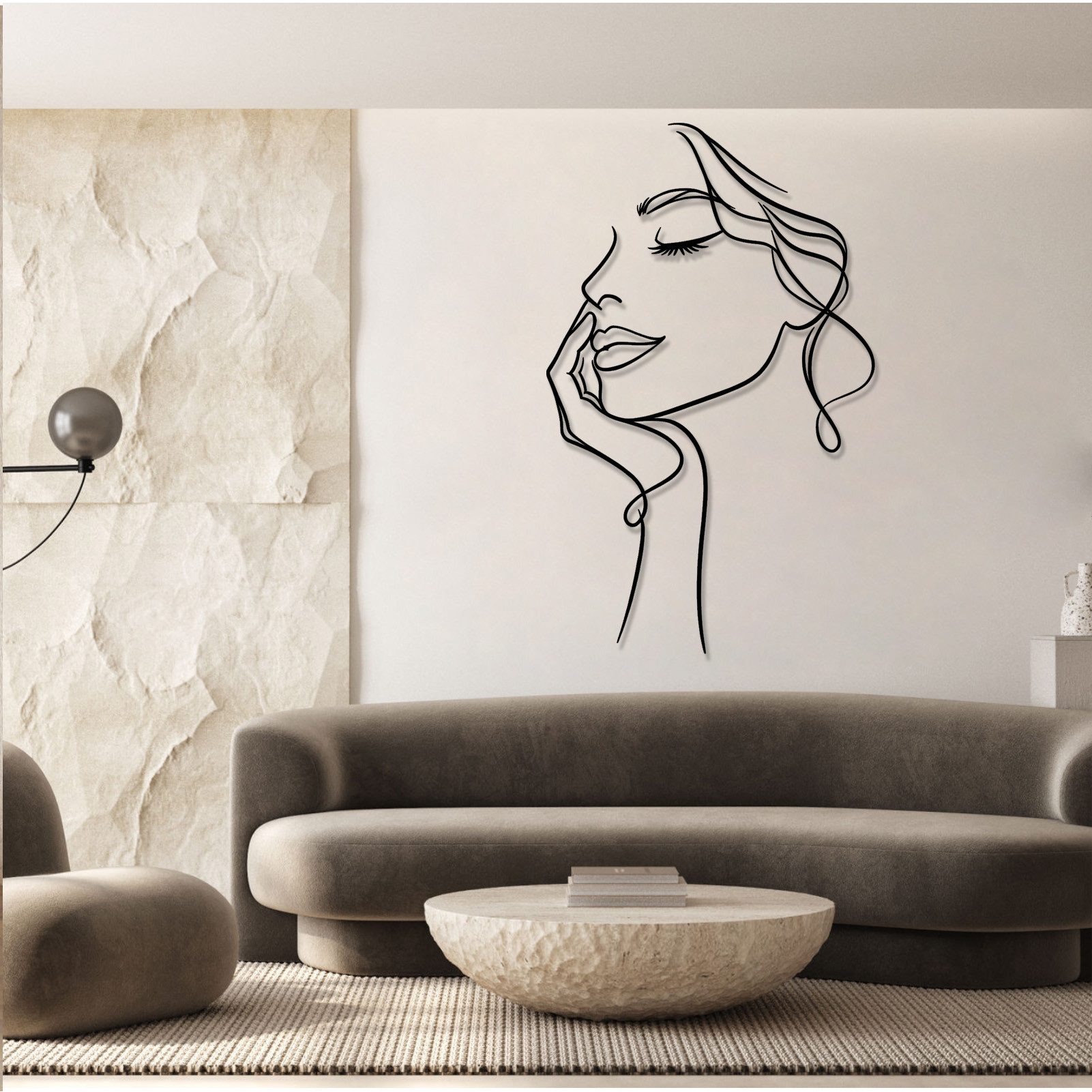 Jumpeak Wanddekoobjekt Elegante Wandkunst für Frauen,Abstrakte Gesichtszüge,Konturlinien, Metall,4 Farben,4 Maße,Geschenke für Frauen,Wanddeko für Wohnzimmer