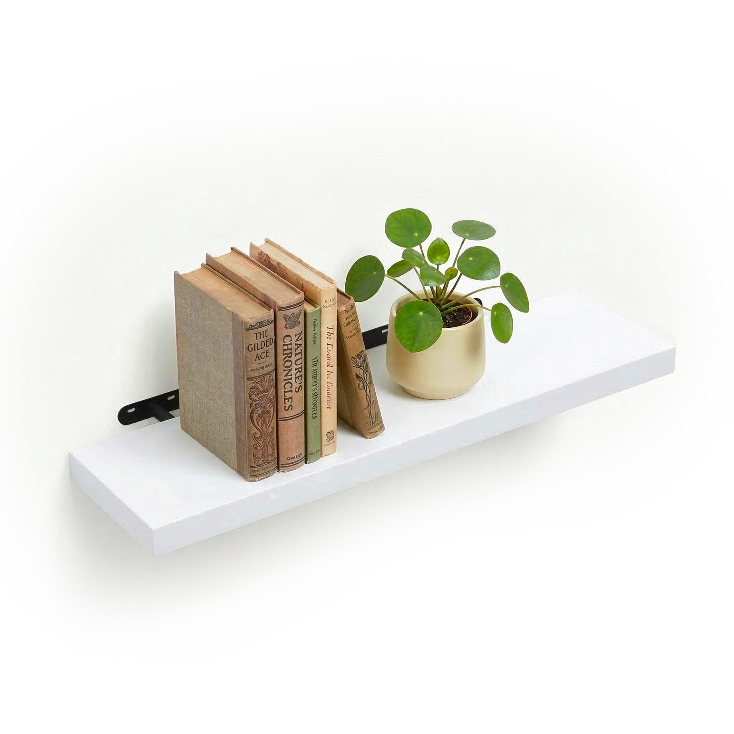 relaxdays Wandregal mit Metallhalterung, 1-tlg., weiss, 80 cm