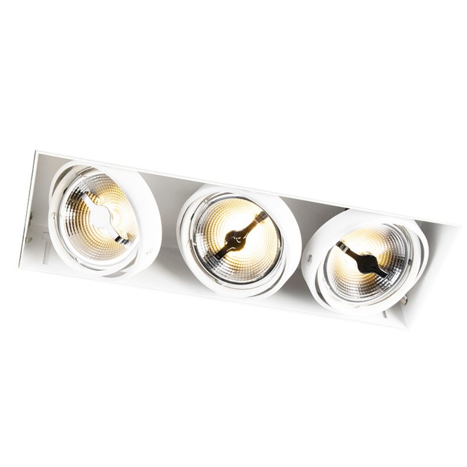 Qazqa LED Einbaustrahler Oneon trimless 111, ohne Leuchtmittel, Warmweiß, QAZQA Downlight, g53, Weiß, Stahl, Design