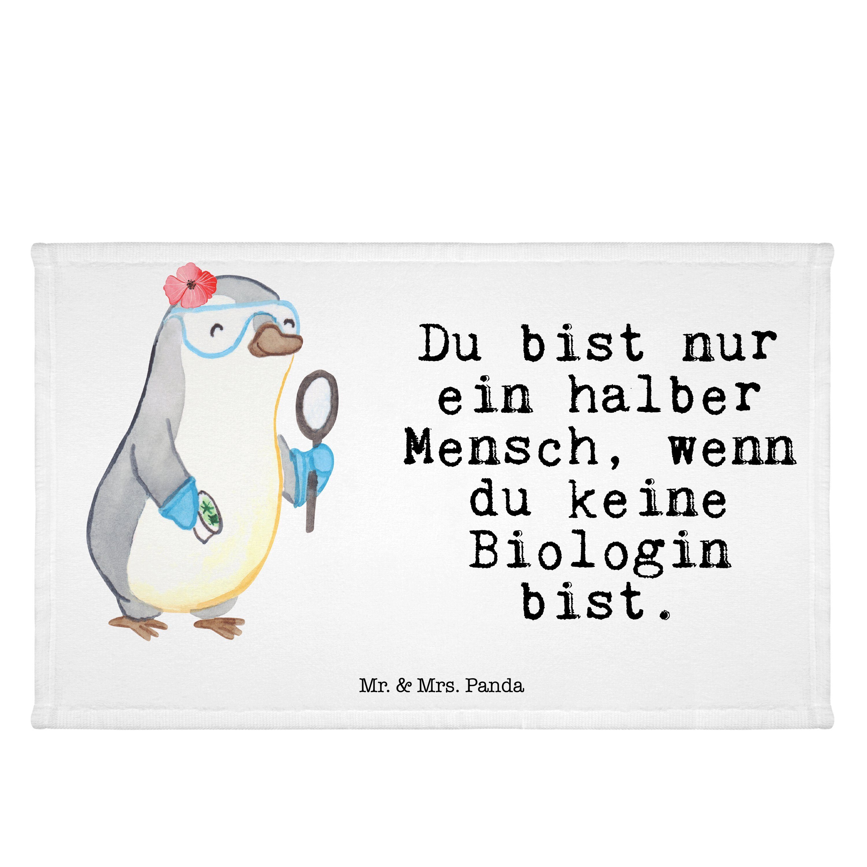 Mr. & Mrs. Panda Handtuch Biologin mit Herz - Weiß - Geschenk, Kollegin, Firma, Gästetuch, Natu, (1-St)