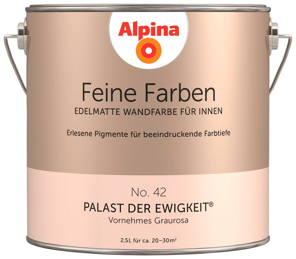 Alpina Wand- und Deckenfarbe Feine Farben No. 42 Palast der Ewigkeit, Vornehmes Graugrosa, edelmatt, 2,5 Liter Palast der Ewigkeit No. 42