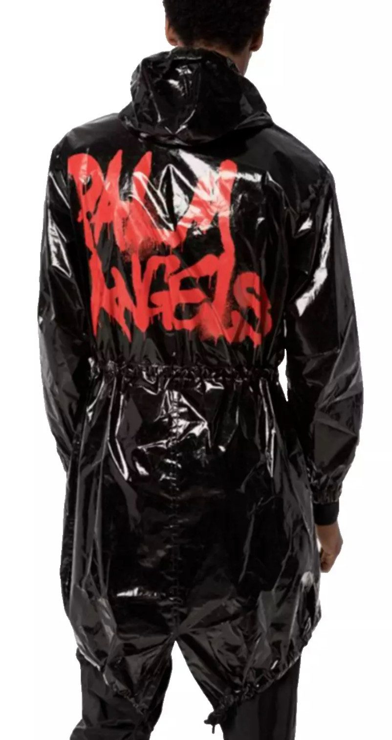 MONCLER Regenjacke X Palm Angels Limited Sid Patent Parka Mantel Spray-Logo,Kapuze, Taillen- und Saumkordelzug