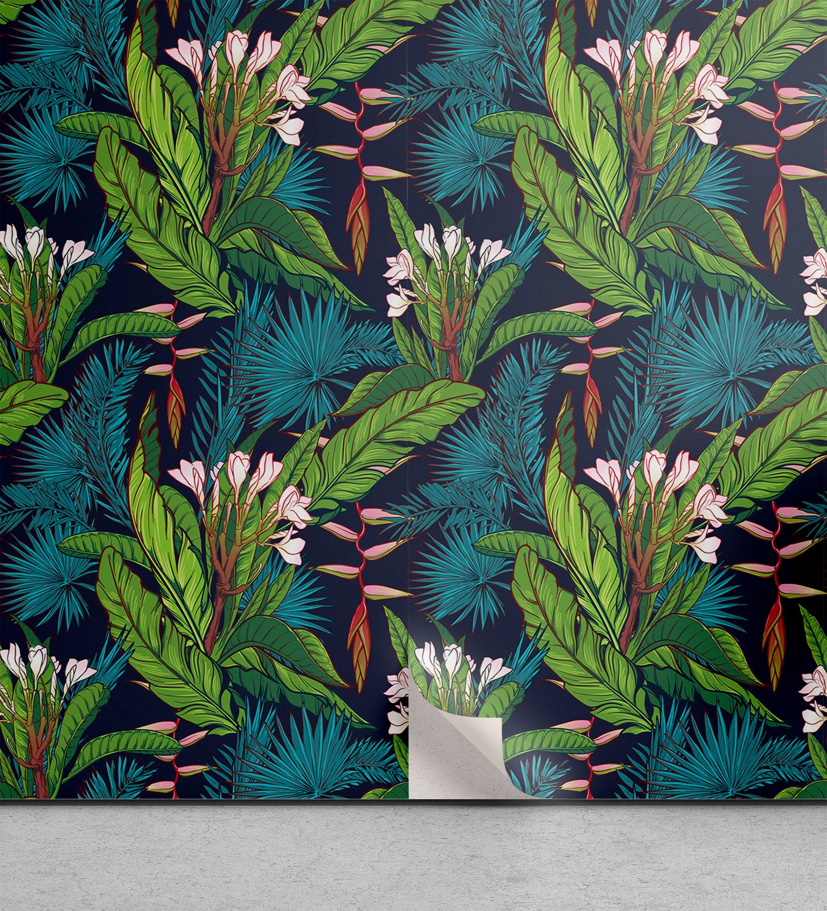 Abakuhaus Vinyltapete Blatt Wohnzimmer Küchenakzent, Tropische selbstklebendes Dschungel-Muster