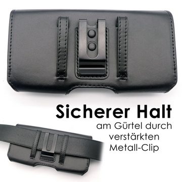scozzi Handytasche Gürtel Echt Leder Handy Gürteltasche Tasche Handyhalterung Universal
