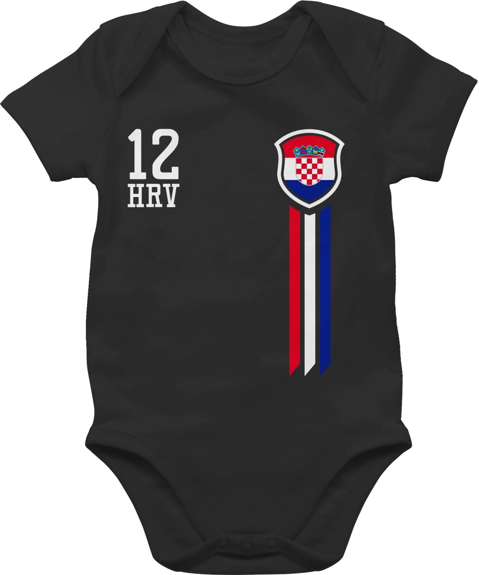 Shirtracer Shirtbody 12. Mann Kroatien Fan-Shirt Fussball EM 2024 Baby 1 Schwarz