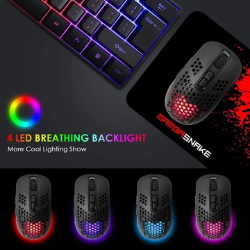 KUIYN 60% kabelgebundene kompakte Gaming Tastatur- und Maus-Set, 61 Tasten 11 Full Key RGB-Hintergrundbeleuchtungseffekte Anti-Ghosting