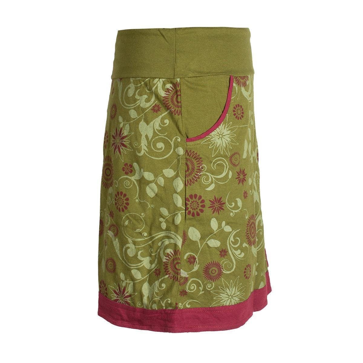 Vishes A-Linien-Rock Lagenlook Blumen-Rock mit Mandalas Tribals Druck Cacheur, Goa, Hippie, Boho Style