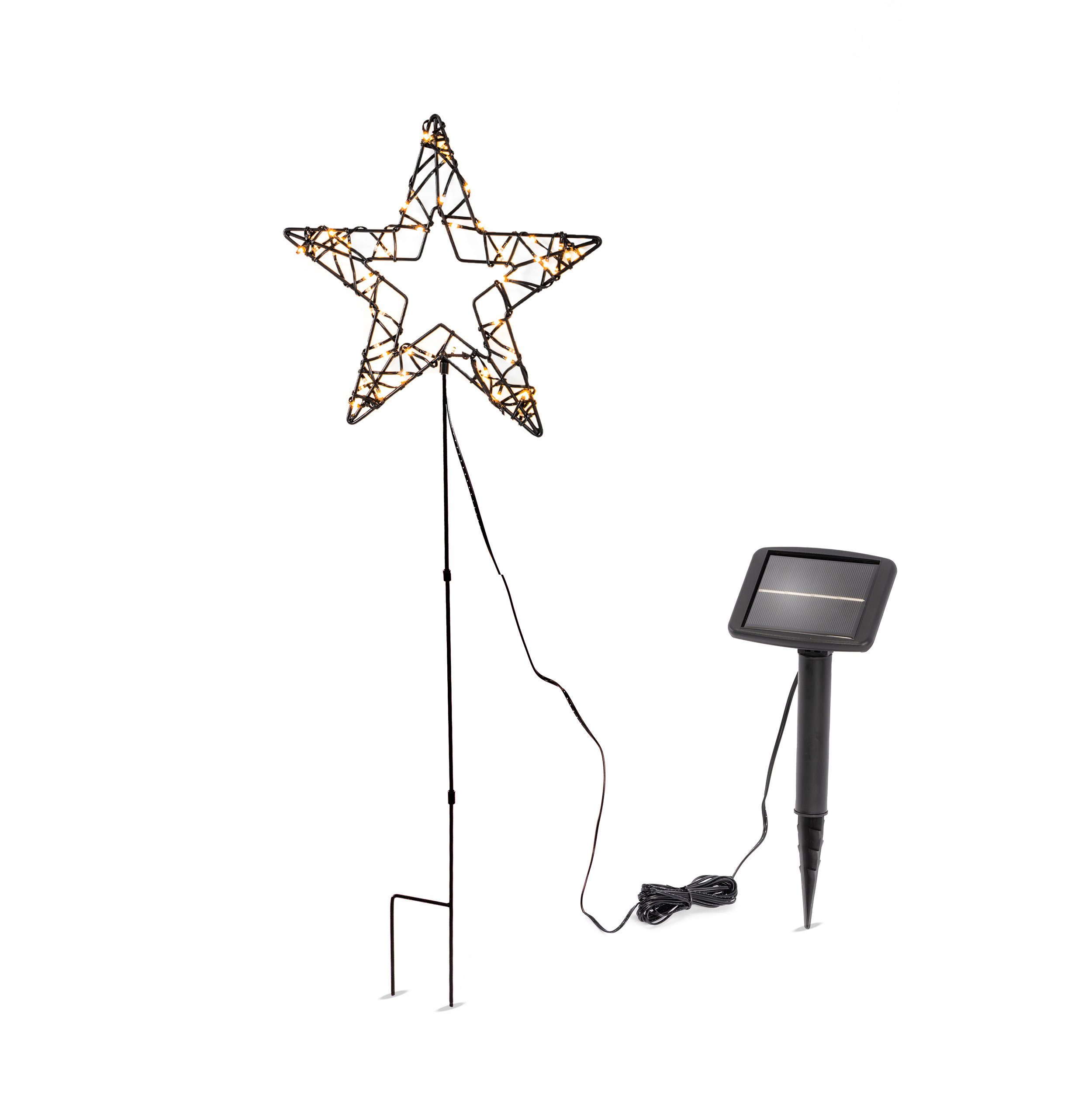 esotec LED Solarleuchte Weihnachtsstern 3 Höhen 40/60/80cm 60LEDs warmweiß Garten 103405, LED fest integriert – Bild 2 von 5