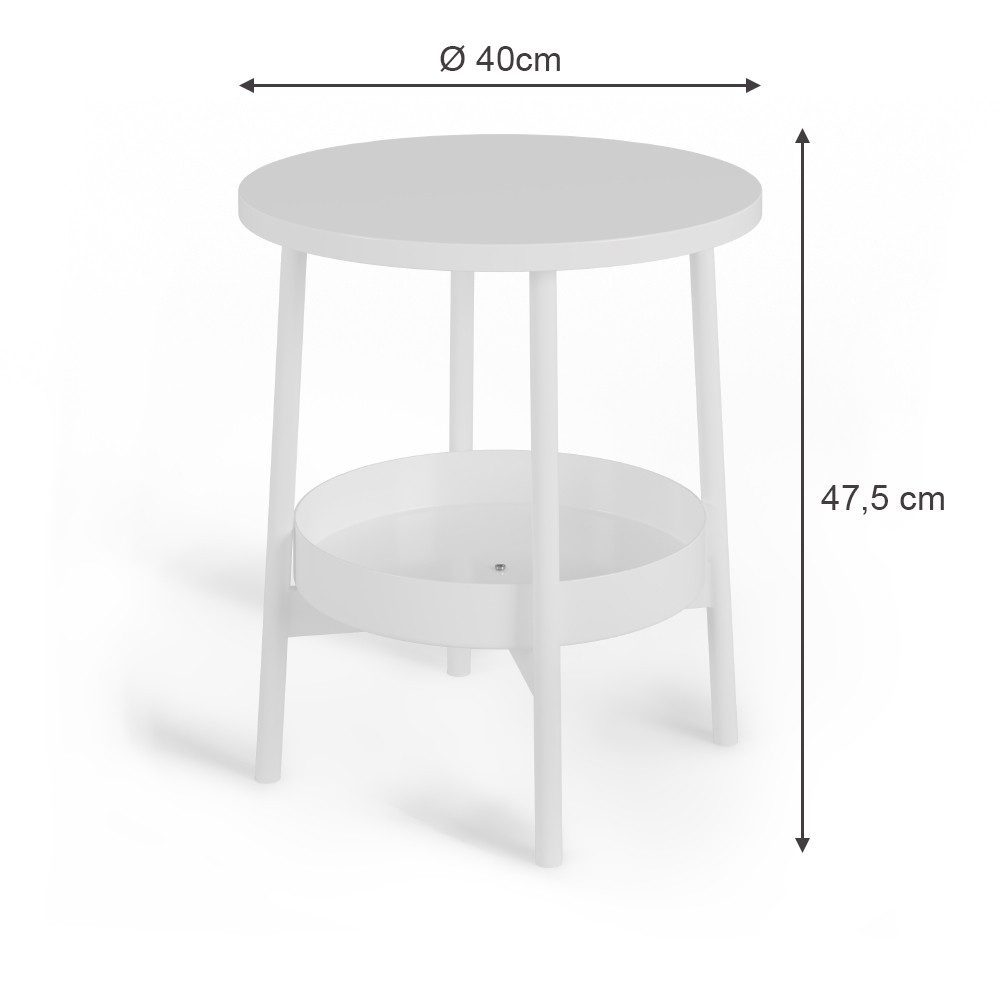 Vicco Couchtisch Riono, Weiß, 40 x 40 cm mit zusätzlicher Ablagefläche günstig online kaufen