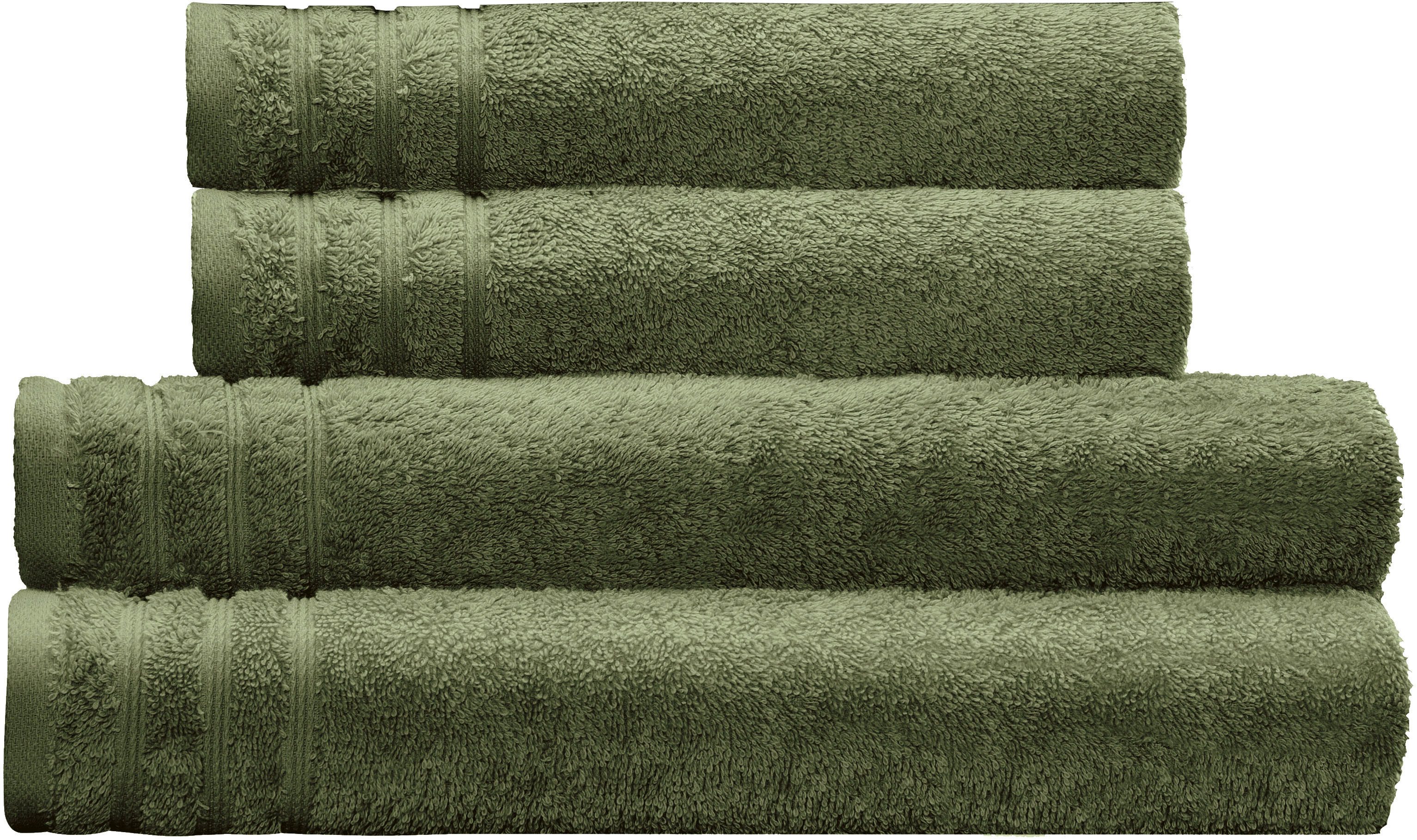 Kleine Wolke Handtuch Set Royal, 4 Stück (2 Handtücher 50/100 cm + 2 Duschtücher 70/140 cm), Frottier (Set, 4-St), Uni Farben, mit Bordüre, weich, in verschiedenen Sets erhältlich