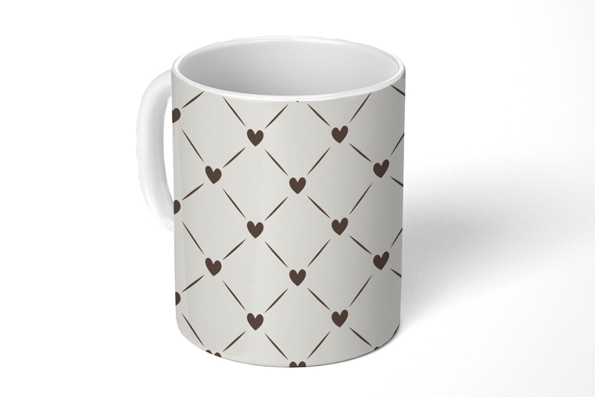 MuchoWow Tasse Design - Geometrie - Muster - Herz, Keramik, Kaffeetassen, Teetasse, Becher, Teetasse, Geschenk