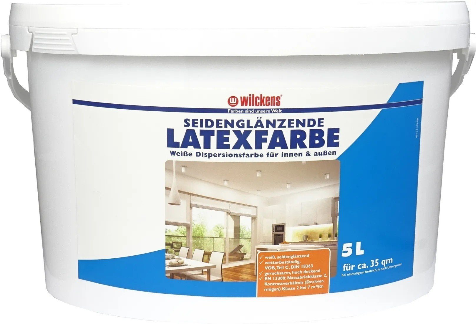 Wilckens Farben Deckenfarbe Wilckens Weiß Weiß seidenglänzend Latexfarbe seidenglänzend Wand- und