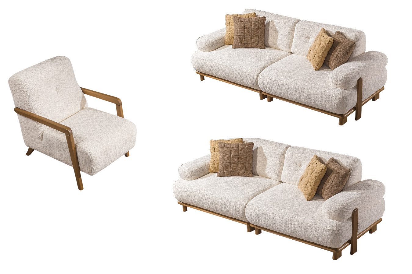 Villa Möbel Polstergarnitur Bully Wallnuss, (Set, Set besteht aus: 3 Sitzer+2 Sitzer+Sessel), mit Relax-/Bettfunktion durch verstellbare Rückenlehne