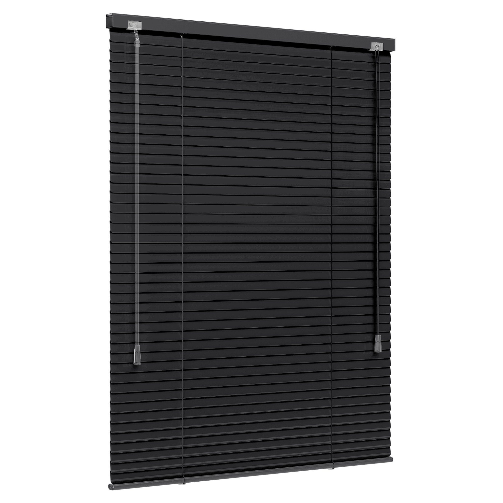 jalousiescout Jalousie LightLess Aluminium-Jalousie, 25 mm, 40 x 130 cm, schwarz matt, ohne Bohren, geklemmt oder verschaubt, Aluminium, vollverdunkelnd, Feuchtraumgeeignet
