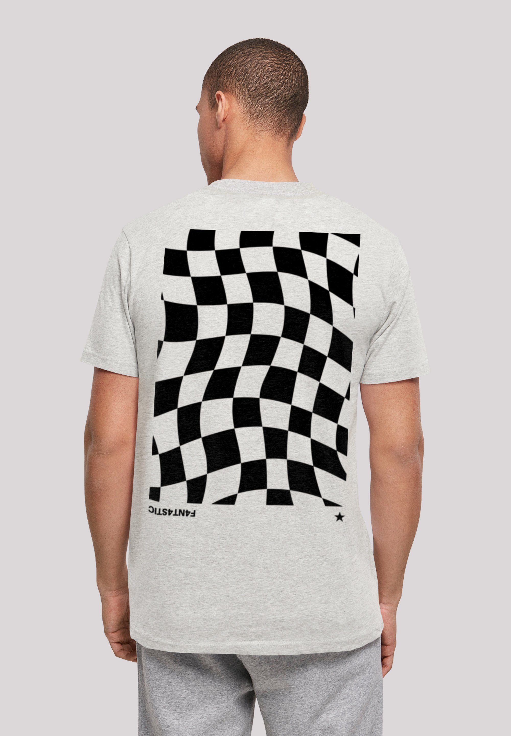 F4NT4STIC T-Shirt Wavy Schach Muster grey Print heather