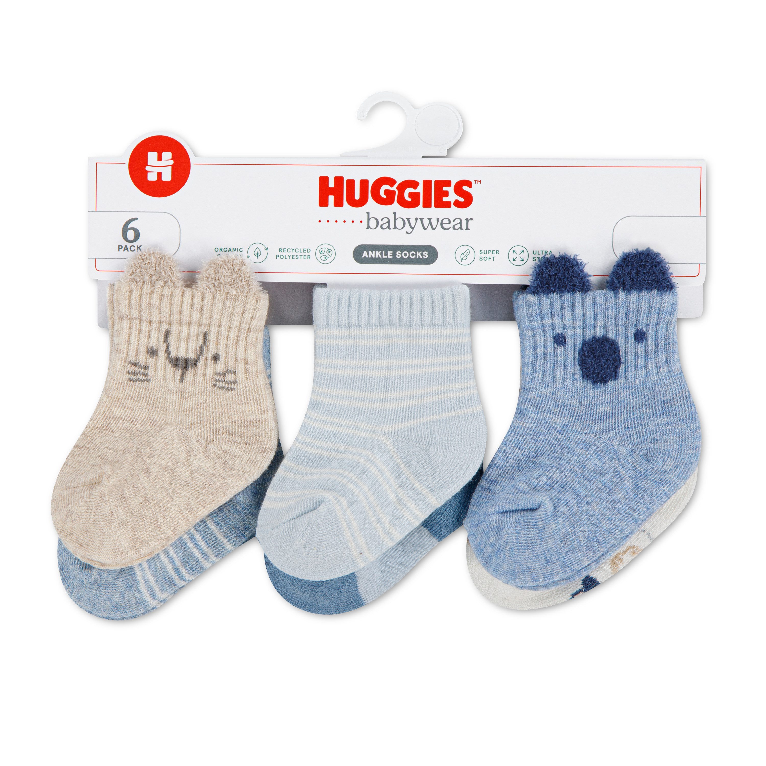 HUGGIES babywear Kurzsocken HGHB 6PK SOCKS (Packung, 6-Paar) 6 Paar Baby-Socken mit Tiermotiven / For Boys