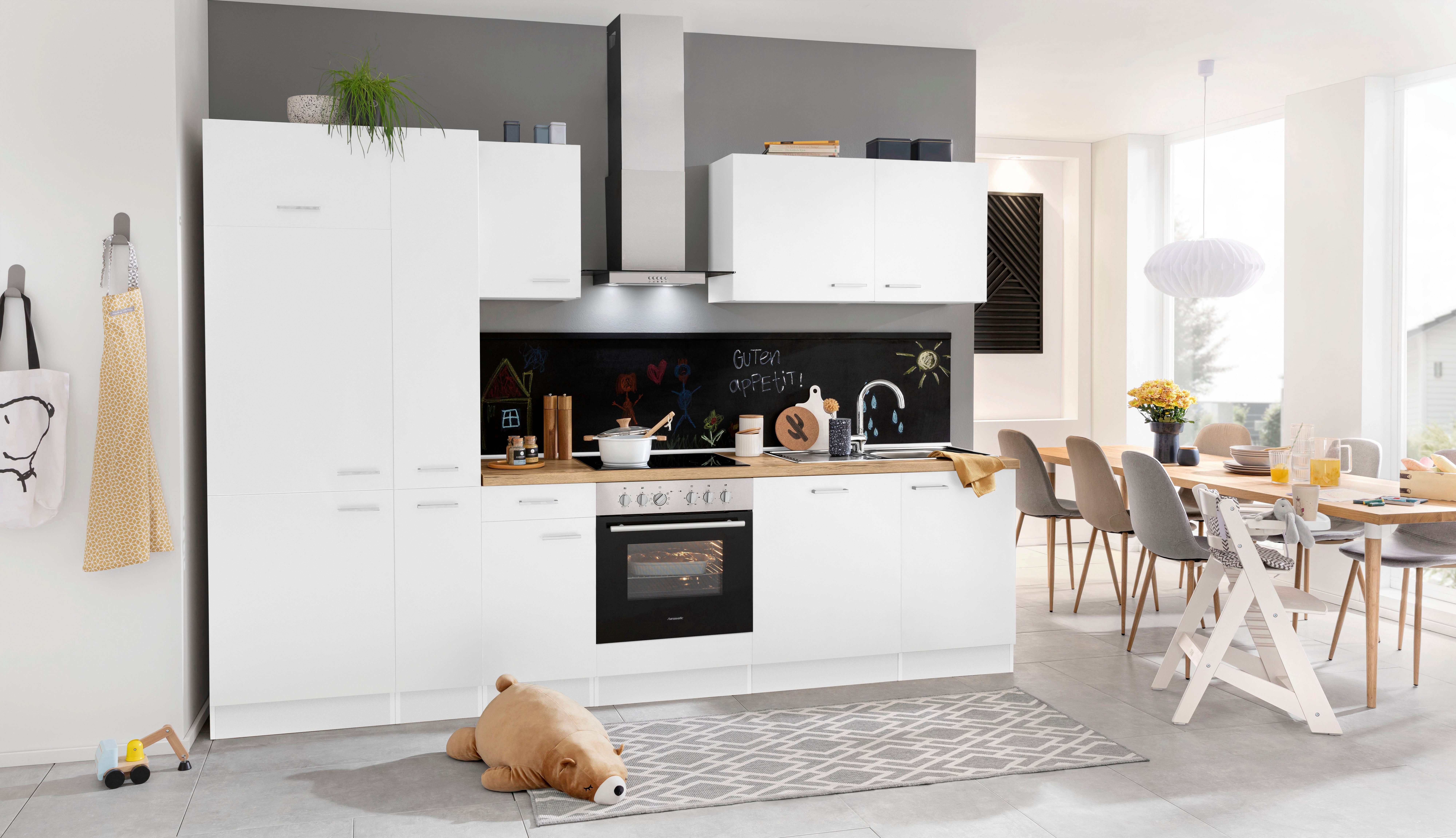 OPTIFIT Küchenzeile Iver, 300 cm breit, inklusive der Elektrogeräte weiß wildeichefarben HANSEATIC Marke 
