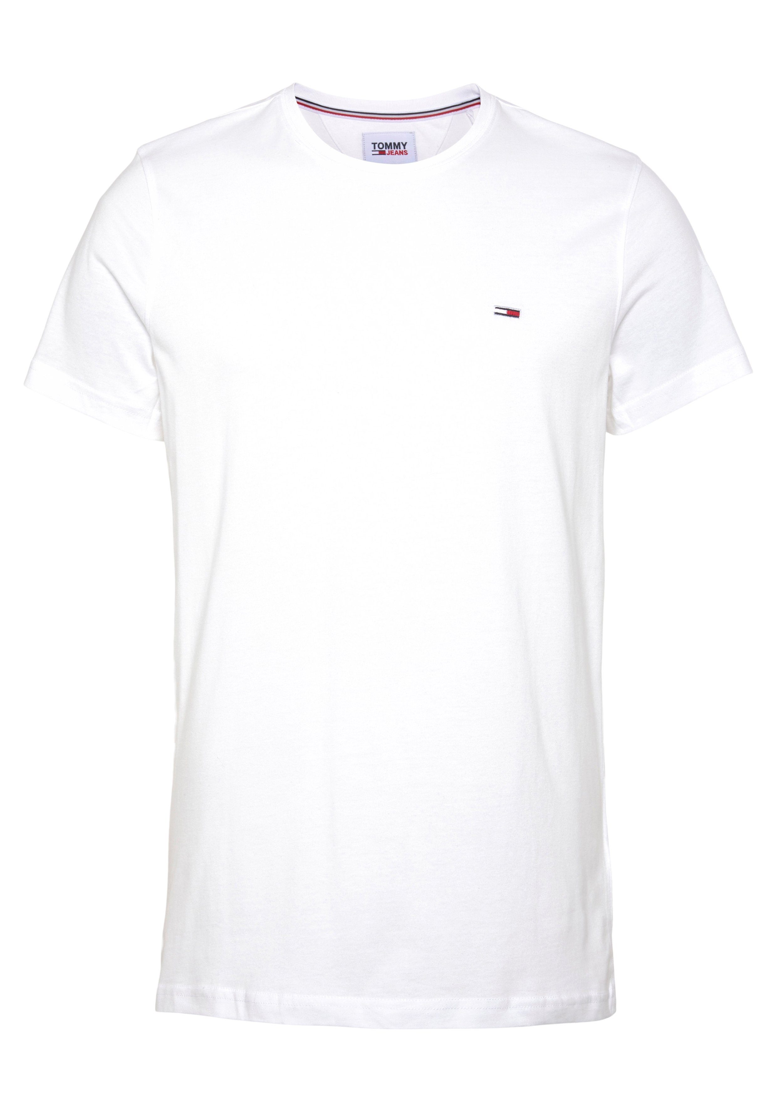 Tommy Jeans T-Shirt der White JERSEY 2-tlg., / Ultra TJM mit 2er-Pack) SLIM Brust TEE Markenlogo auf Blue 2PACK (Packung