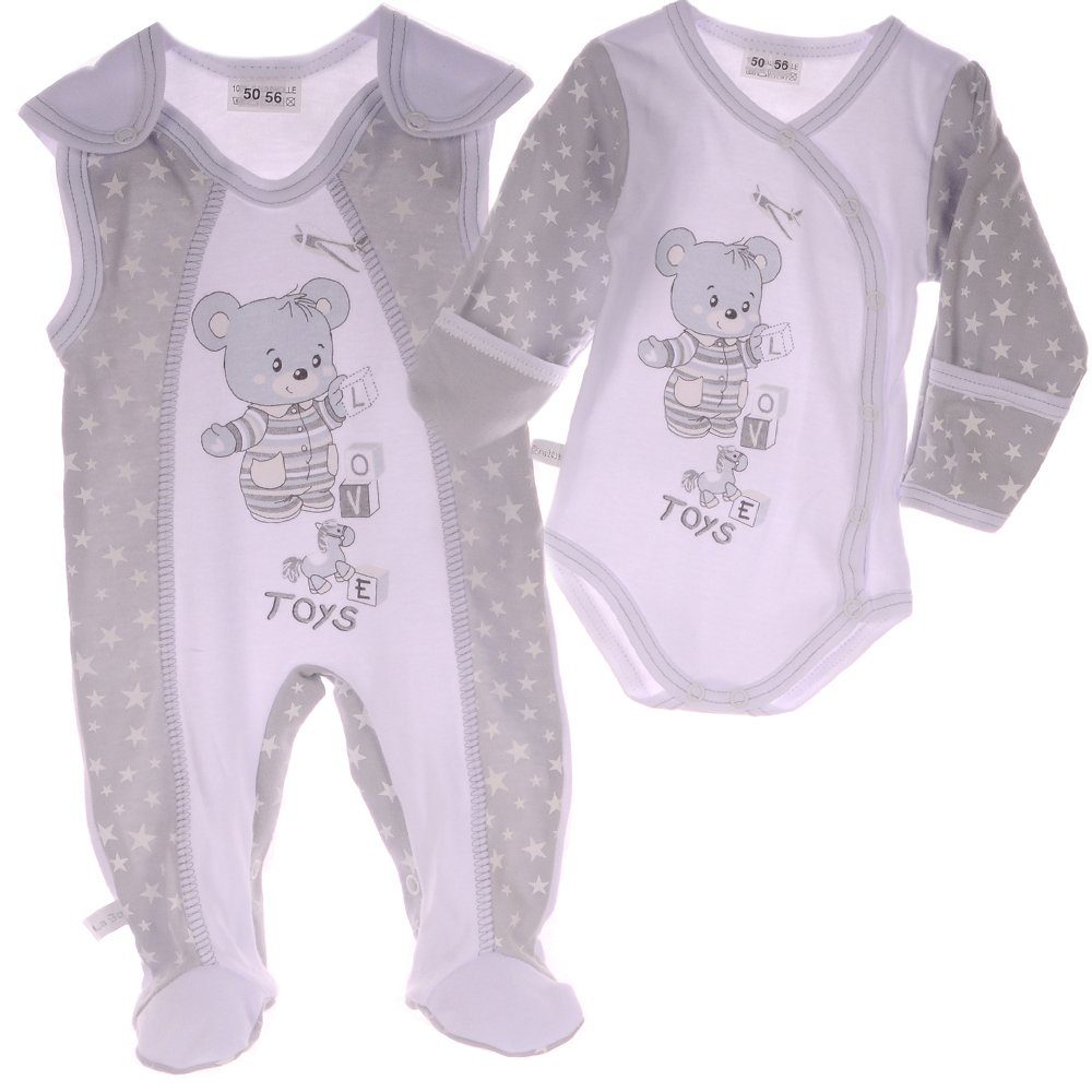La Bortini Ползунки Wickelbody Ползункиhose Baby Anzug 2tlg mit Sternchen aus reiner Baumwolle, 44 50 56 62 68 74 80 86
