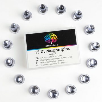OfficeTree Magnet Magnetpins transparent (15er Set), Magnete für Magnettafel, Kühlschrank oder Whiteboard - 15 Stück