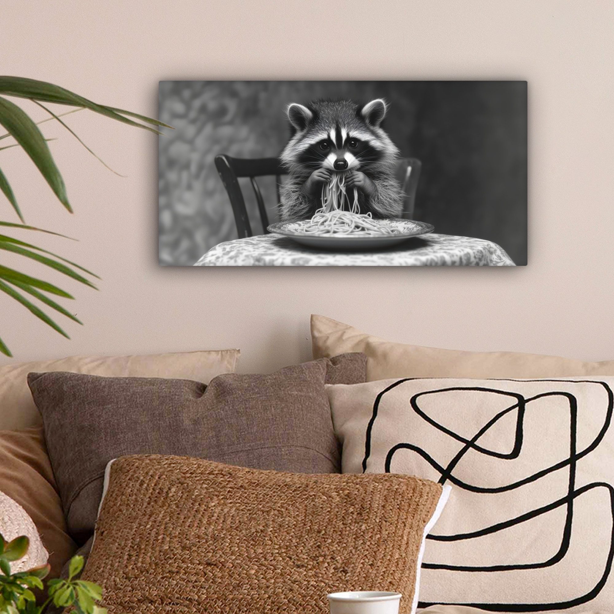 OneMillionCanvasses® Leinwandbild Panorama Waschbär - Niedlich günstig online kaufen