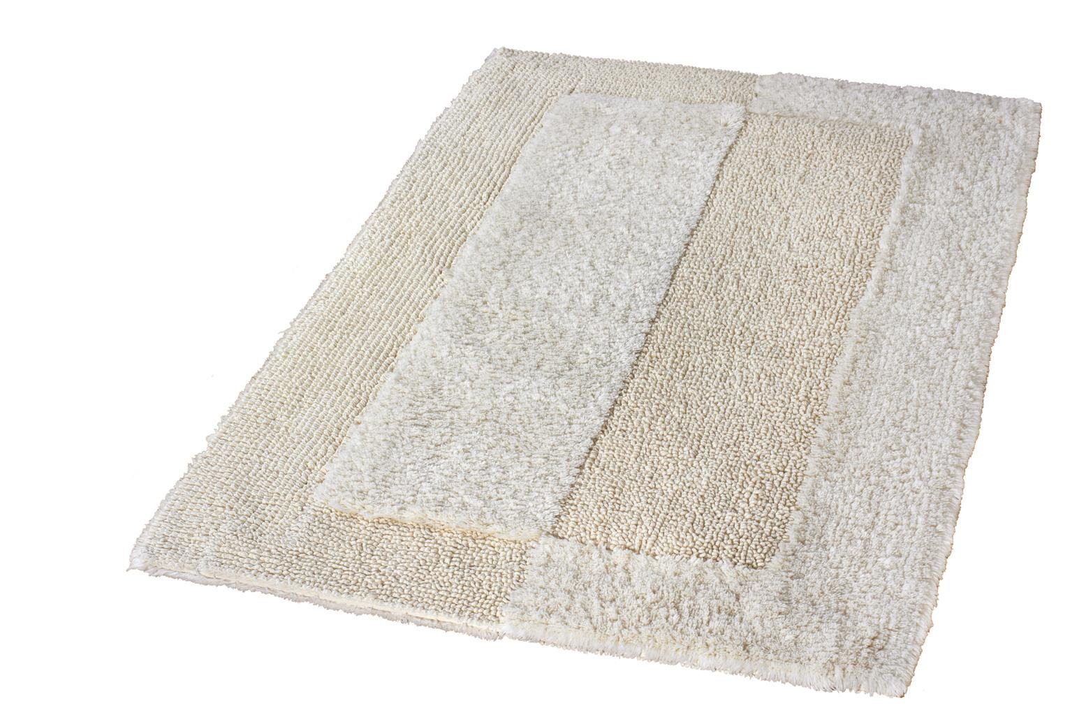Kleine Wolke Badematte Havanna, Badvorleger, Badezimmer Teppich, Höhe 16 mm, fußbodenheizungsgeeignet, Baumwolle, rechteckig, Badteppich, Uni Farben, Hoch-Tief Effekt, mit Bordüre