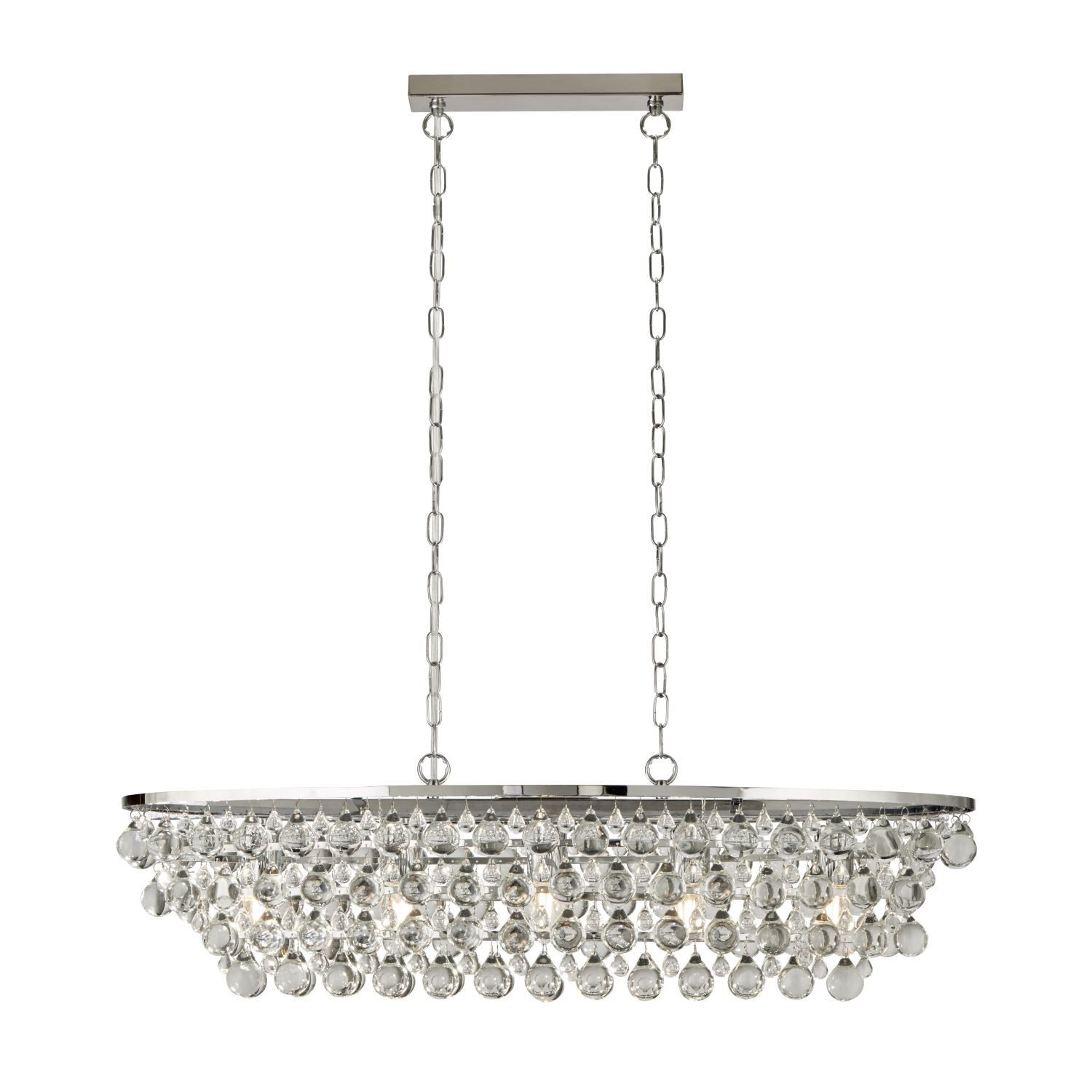 Licht-Erlebnisse Pendelleuchte JENNIFER, ohne Leuchtmittel, JENNIFER Wohnzimmer Chrom Klar/Transparent 5-flammig E27 Glas Metall