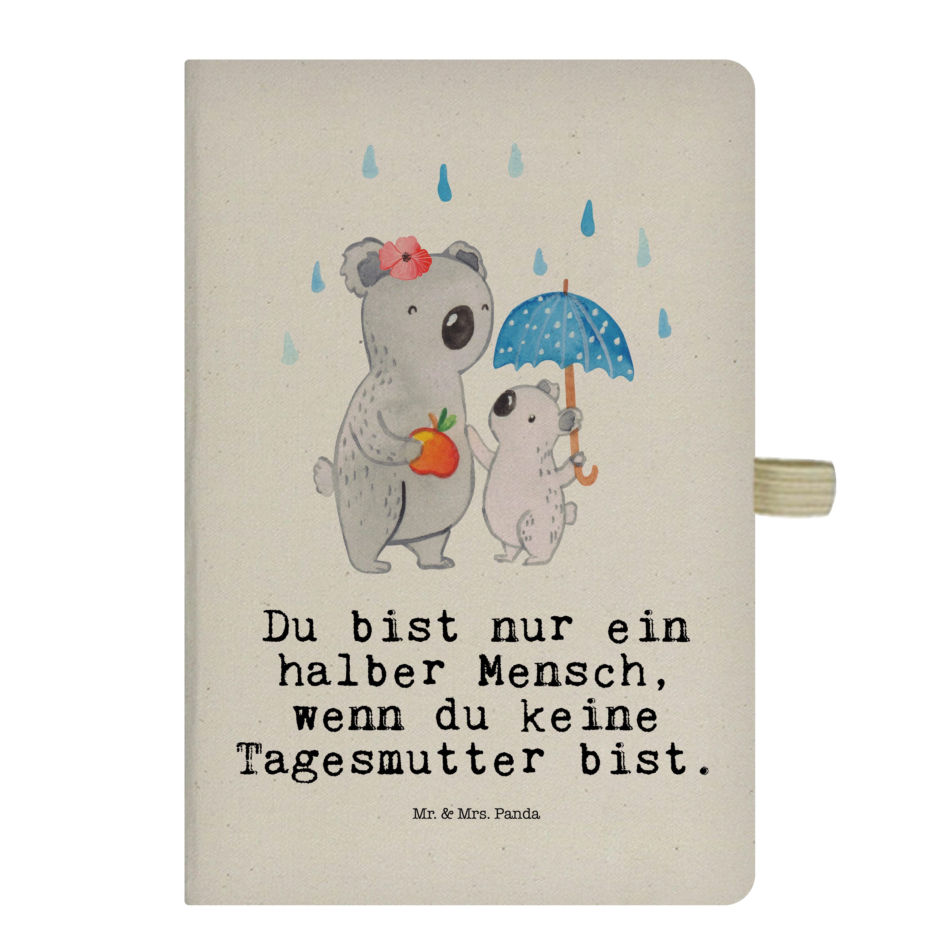 Mr. & Mrs. Panda Notizbuch Tagesmutter mit Herz - Transparent - Geschenk, Schreibheft, Journal, Mr. & Mrs. Panda
