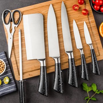 DOPWii Messer-Set Messer-Set mit Block, 8-teiliges scharfes Küchenmesser-Set, mit Schärfer, Schneiden, Würfeln Schneiden