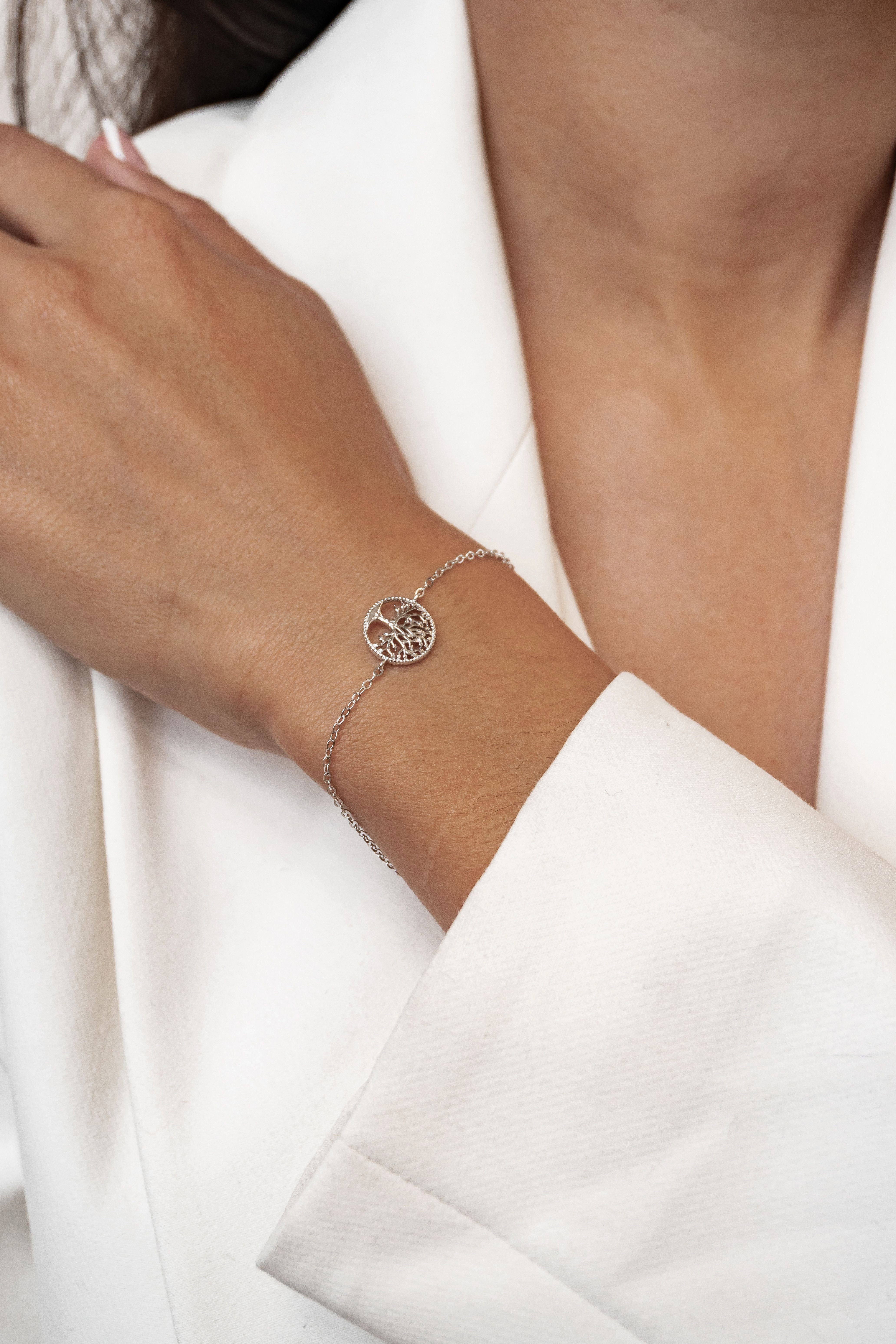 Hey Happiness Schmuckset Filigraner Lebensbaum aus 925 Silber, 3-tlg. (3er Set, inkl. Schmuckbox), Damen Set Kette, Armband & Ohrringe, hypoallergen