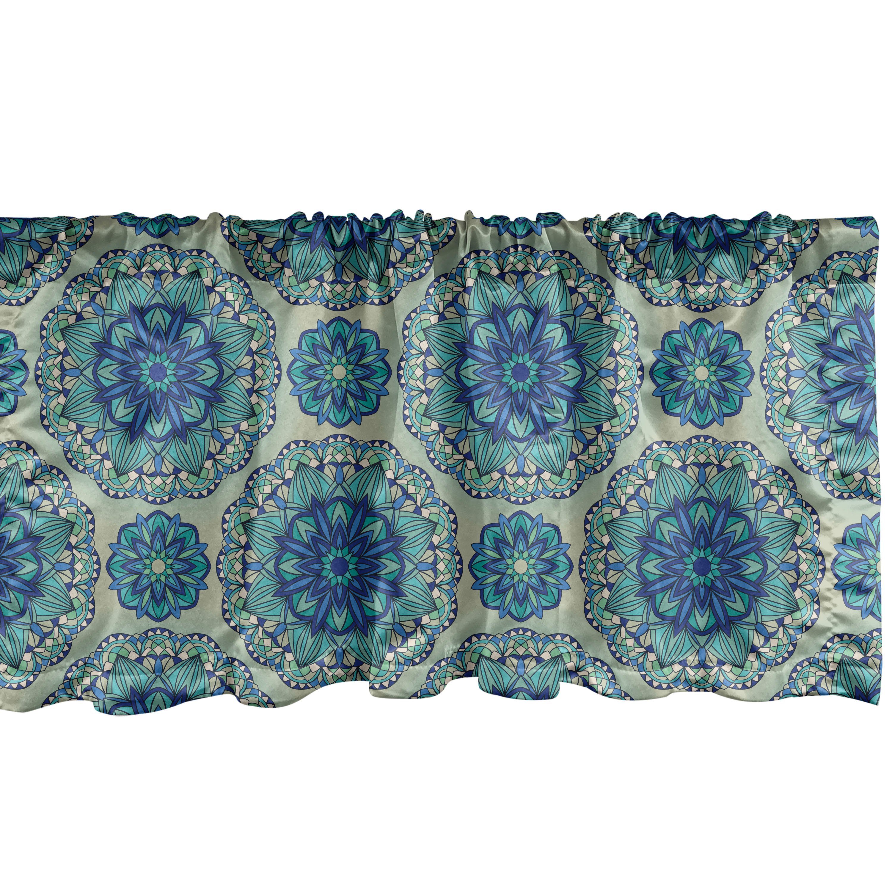 Scheibengardine Vorhang Volant für Küche Schlafzimmer Dekor mit Stangentasche, Abakuhaus, Microfaser, Mandala Floral ornamentale Details