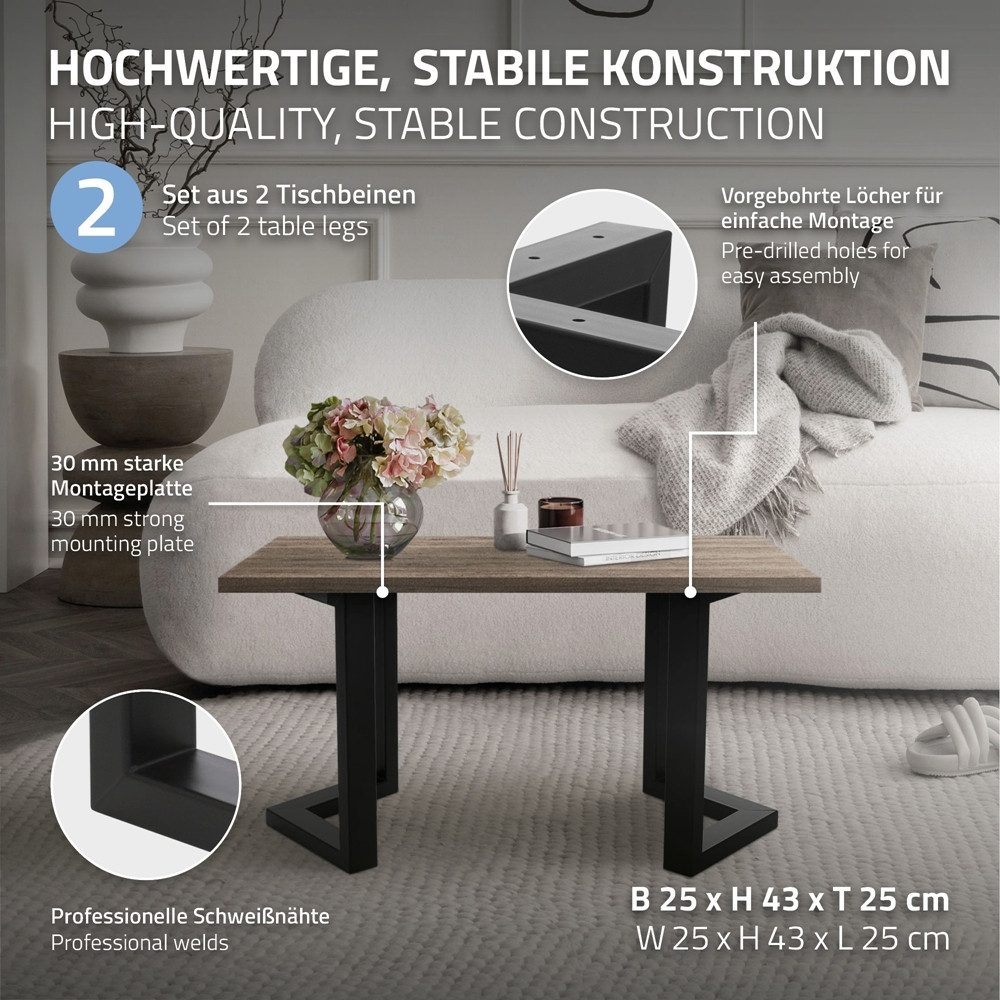 ML-DESIGN Tischbein 2er Set Tischgestell Bankkufen Tischkufen Möbelfüße aus Stahl, Kufengestell Bankkufen für Couchtisch/Sitzbank DIY-Projekte