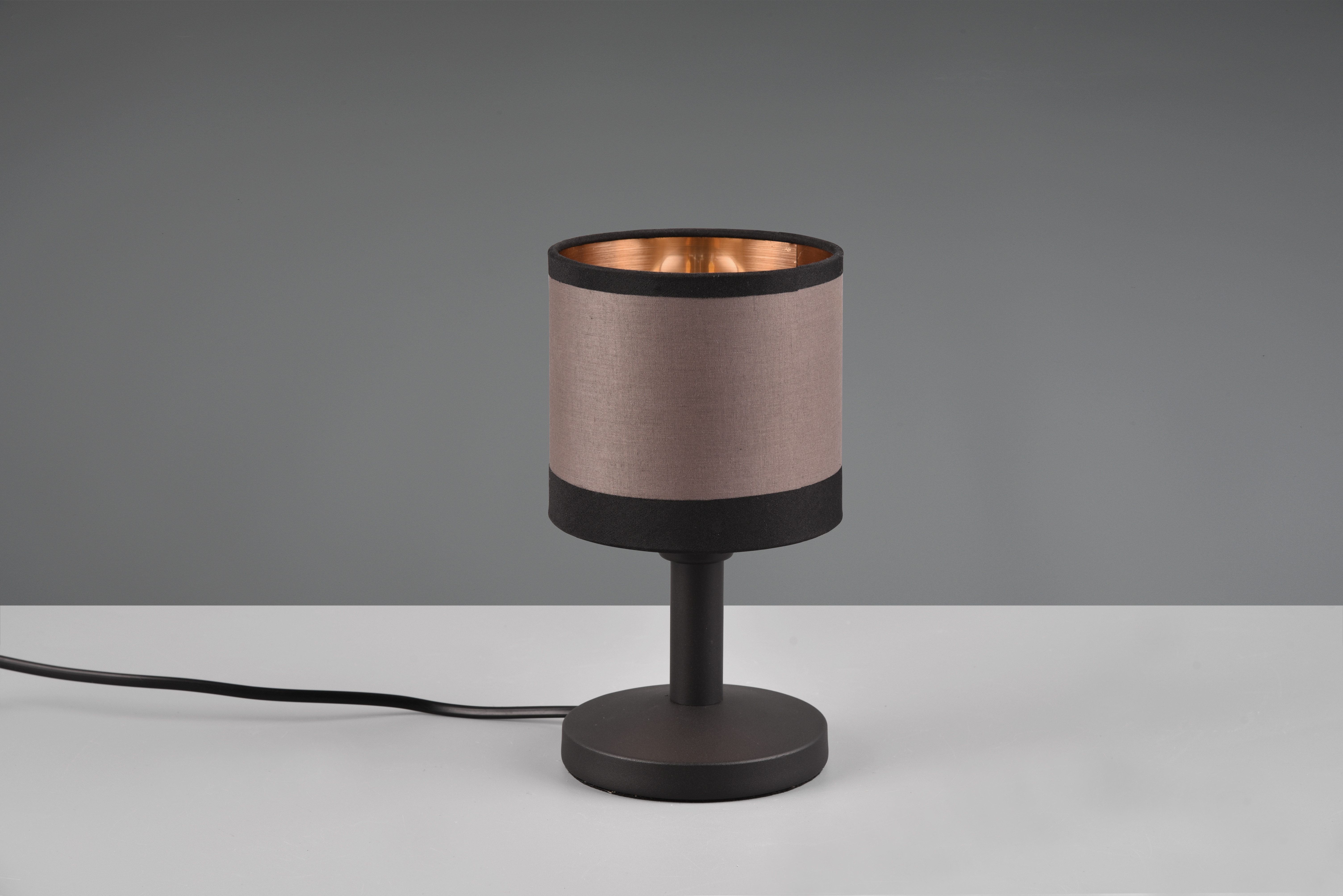 Reality Leuchten Schreibtischlampe DAVOS, Tischleuchte exkl 1xE14 max 10W On/Off Touch Steuerung, Ein-/Ausschalter, Leuchtmittel wechselbar, warmweiß - kaltweiß, Nachttischlampe Höhe 22cm mit Touchfunktion und Stoffschirm Ø12 cm