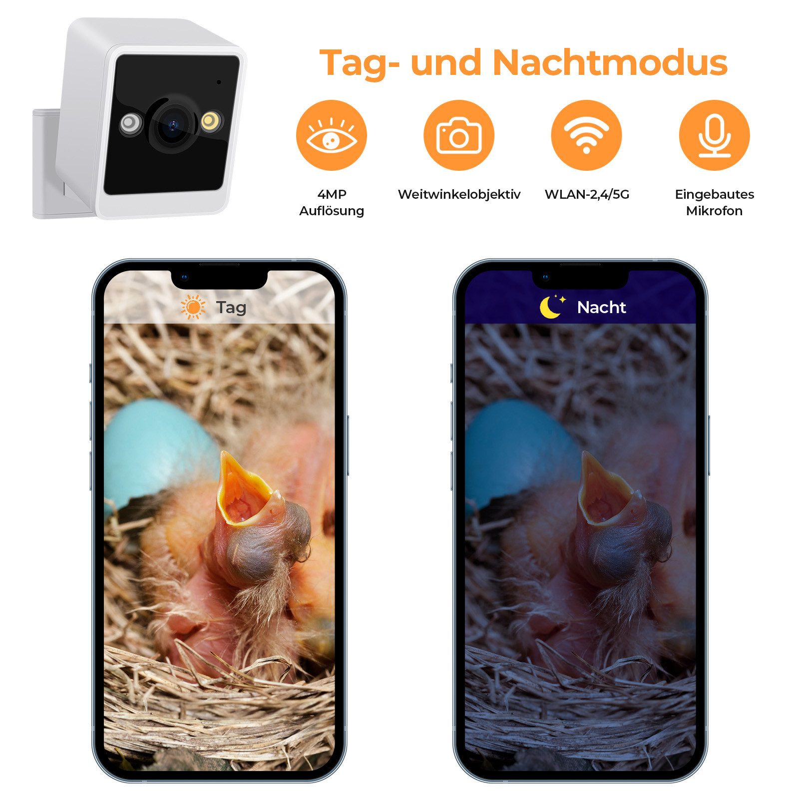 Gotagee Tierhaus Smartes Vogelhaus mit Kamera, 4MP Vogelhauskamera für drau günstig online kaufen