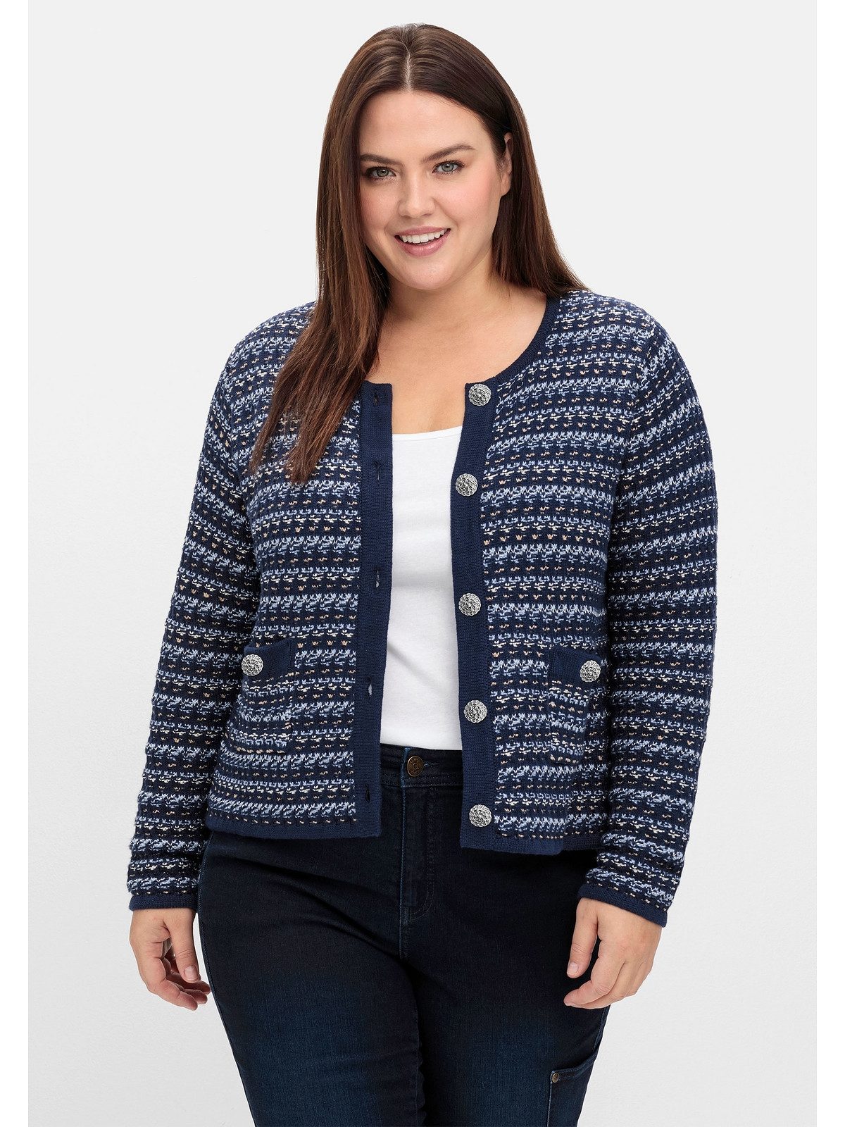 Sheego Strickjacke Große Größen im Strukturstrick, mit Effektgarn