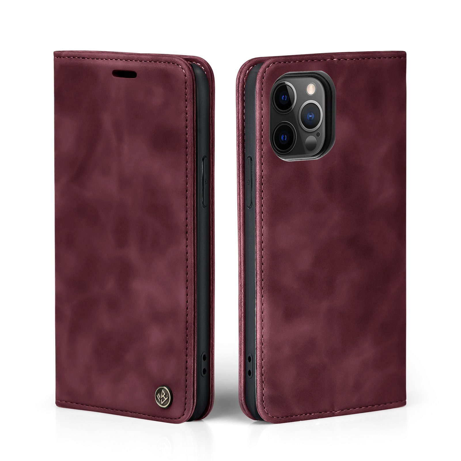 Tec-Expert Handyhülle Tasche Hülle für Apple iPhone 12 / 12 Pro 6.1 Zoll, 6.1, Cover Klapphülle Case mit Kartenfach Fliphülle aufstellbar