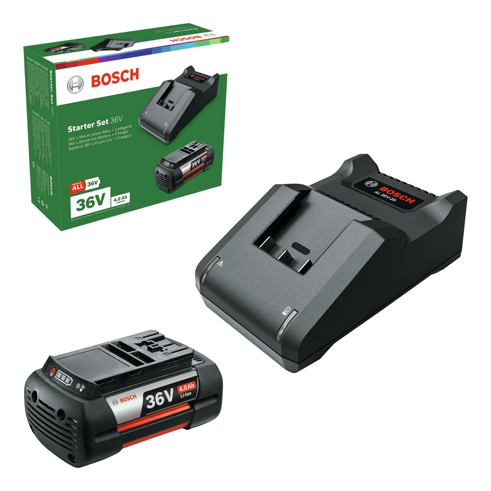 BOSCH Akku Starter-Set, 36V (GBA 36V 4 Ah + AL 36V-20)