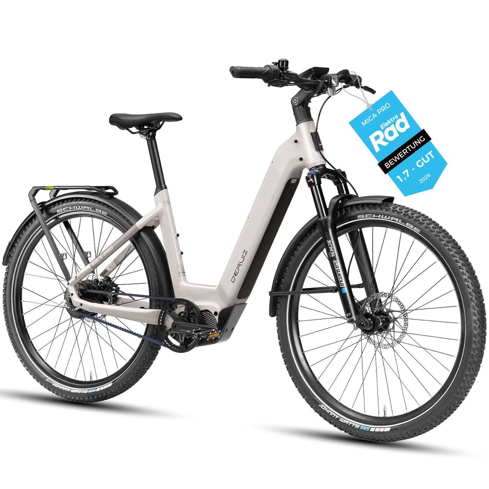 DERUIZ E-Bike Mountainbike Mica pro 28 Zoll/29 Zoll, Mittelmotor 110Nm, 180km, Riemenantrieb, Nabenschaltung, Mittelmotor, 720 Wh, (Trittfrequenz- und Drehmomentsensor, Lockout-Federgabel, Tiefeinsteiger), Gates CDX, ENVIOLO stufenlos, 100-mm-Federgabel, App-Navigation