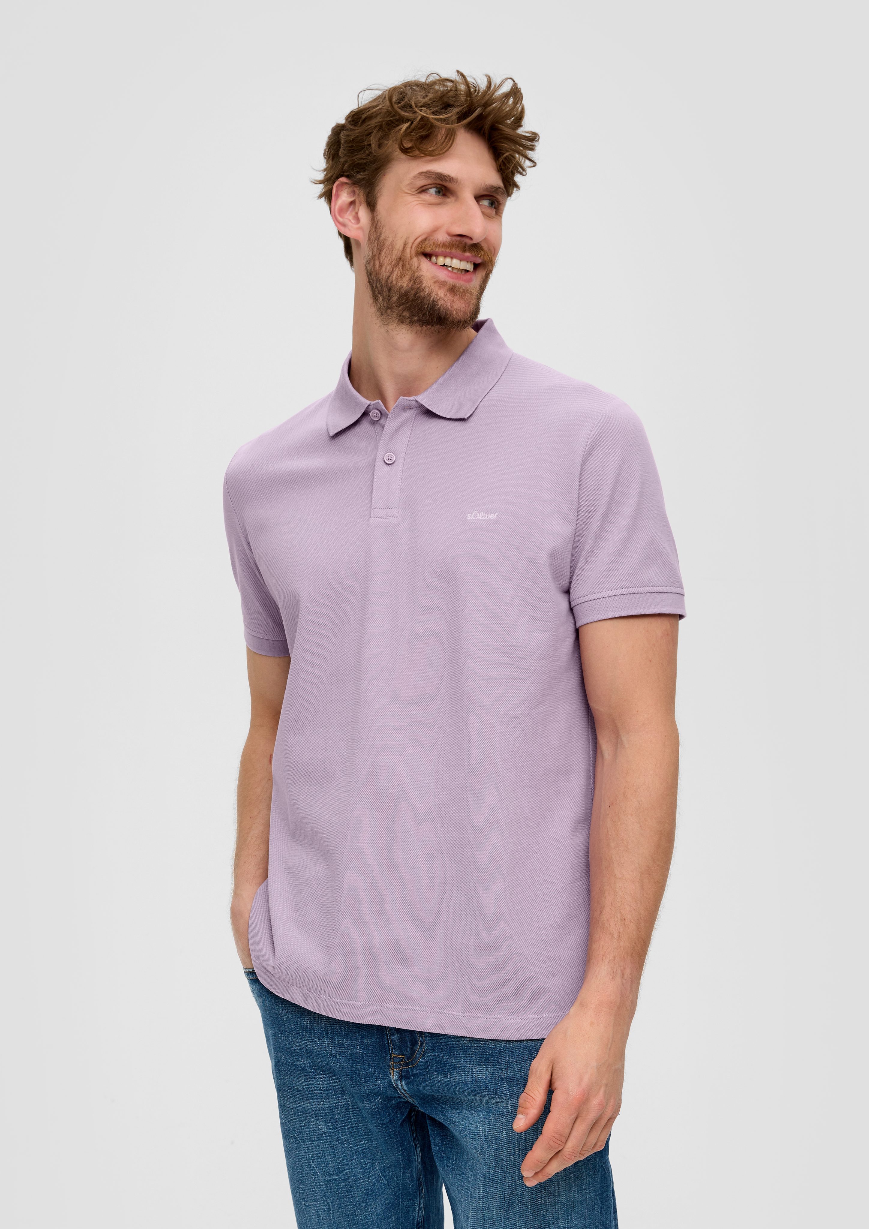 s.Oliver Kurzarmshirt Poloshirt mit Logo-Stickerei Logo