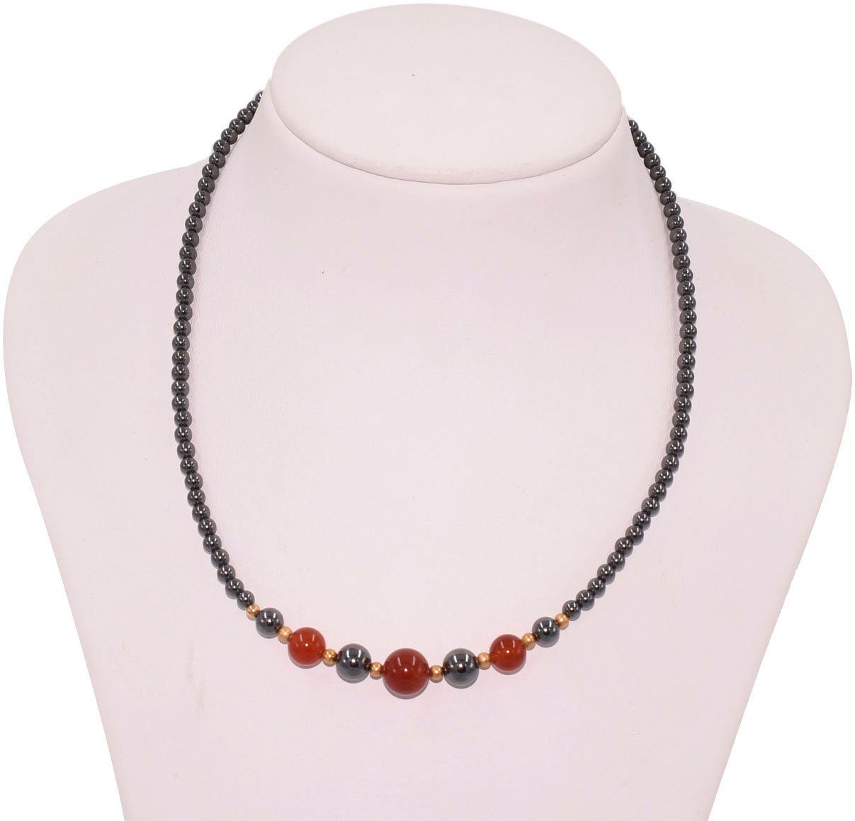 Firetti Collier Schmuck Geschenk Halsschmuck Halskette, Made in Germany - mit Hämatit, Karneol